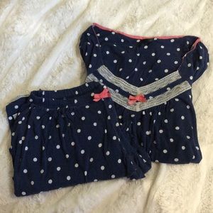Navy Blue Pajama Set With White Polka Dots